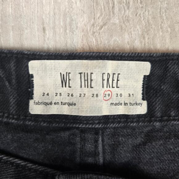 We The Free People Denim A-Line Skirt Distressed In Black 100% Cotton Size 29 - Picture 7 of 7